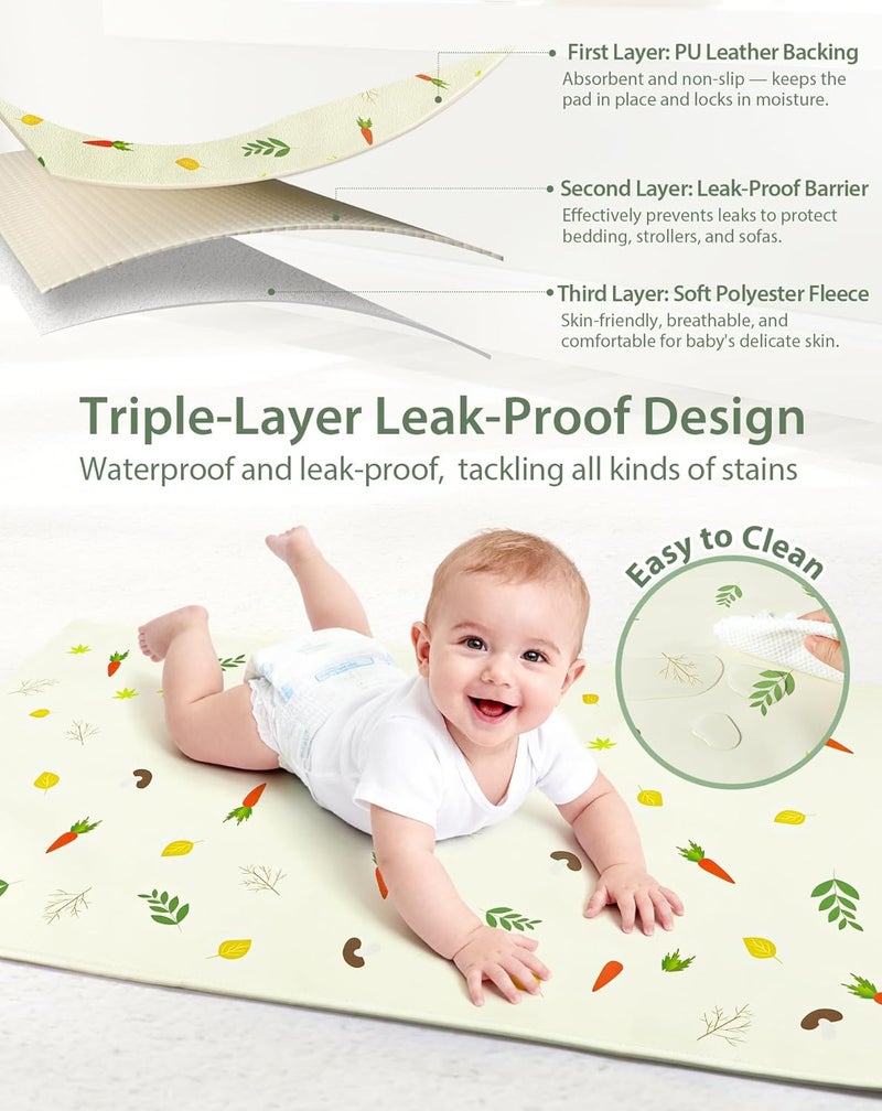 URMYWO Baby Portable Diaper Changing Pad - Waterproof & Wipeable Changing Mat with PU Leather - Soft Comfortable - Foldable Travel Bag & Camping Mat - Newborn Essentials Must Haves - Baby Shower Gifts - Image 3